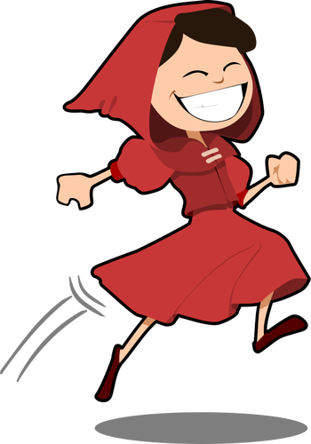 Of Smiling Girl In Red Dress Clipart