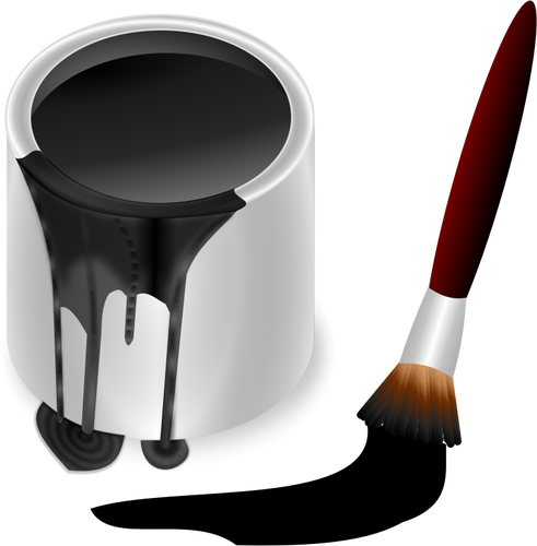 Black Bucket And Brush Clipart