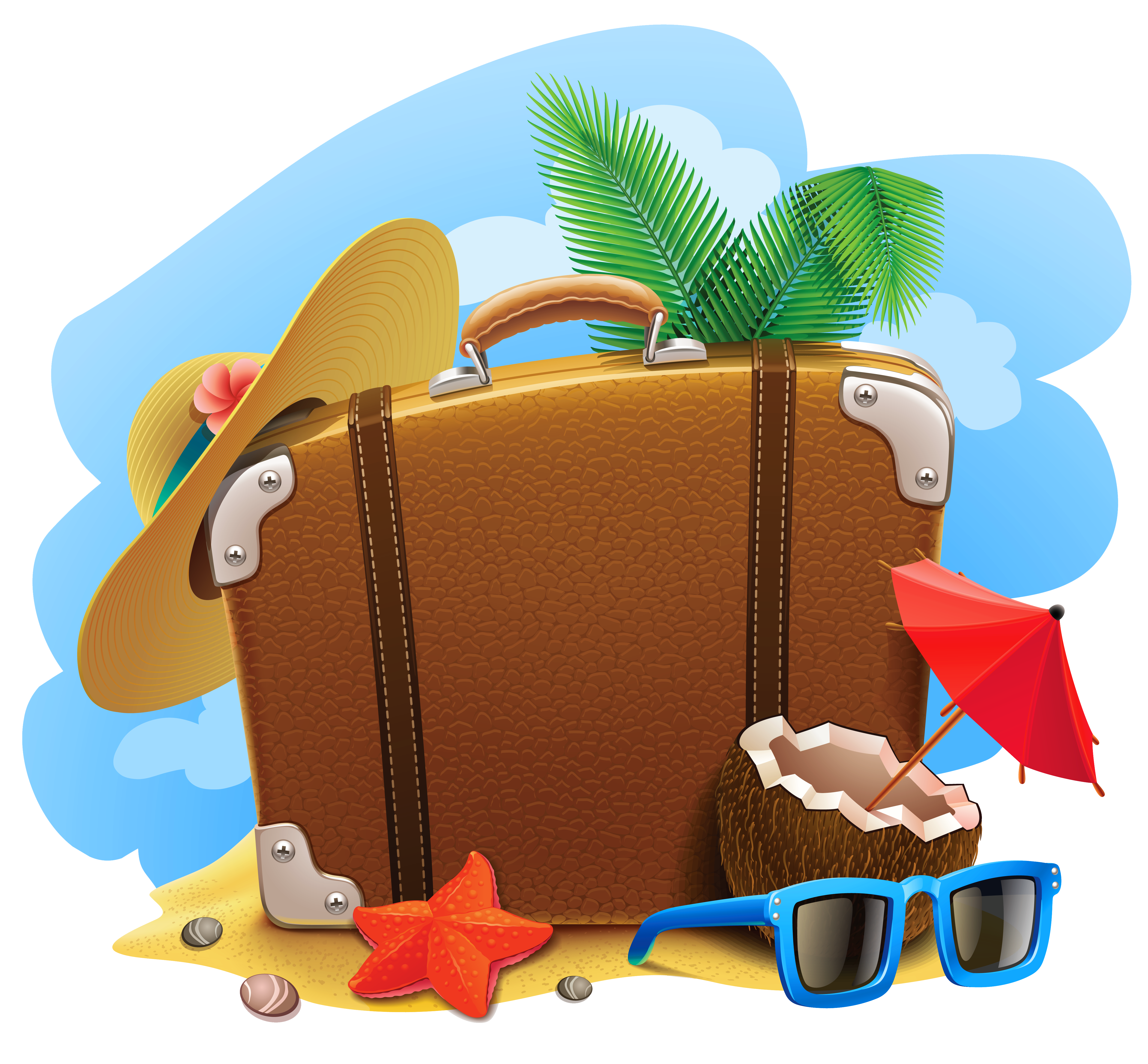 Decorative Summer Picture Travel Vacation Suitcase Clipart