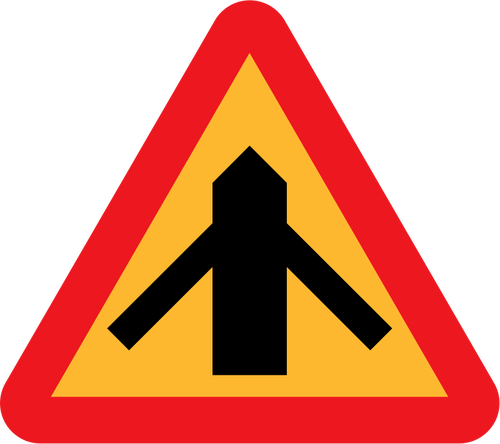 Traffic Merging From Left And Right Sign Clipart