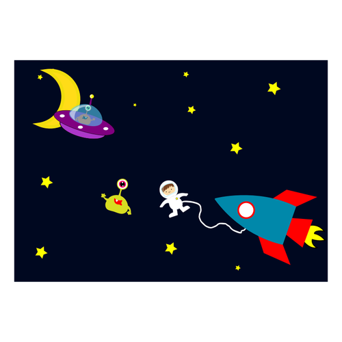 Astronaut Meets Aliens In Space Clipart