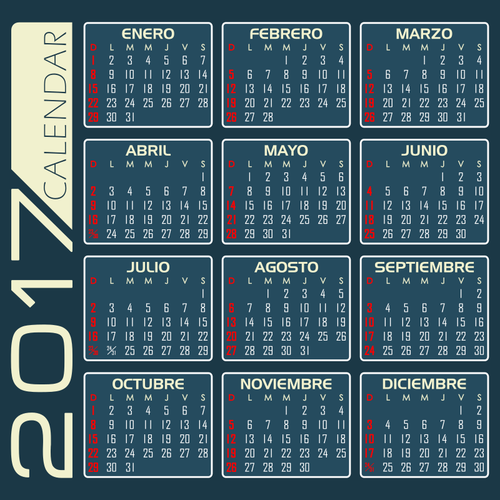 Blue 2017 Calendar Clipart