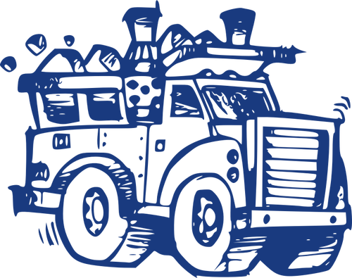 Of Old Style Garbage Collection Truck Clipart