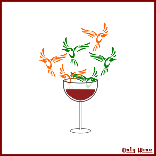 Wine With Birds Clipart