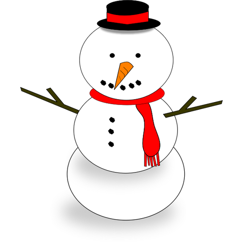 Snowman With Red Scarf Clipart