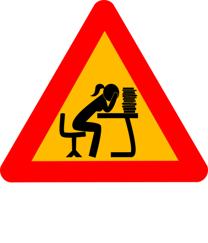 Woman At Intellectual Work Road Symbol Clipart