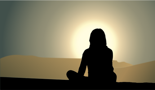 Woman And Sunset Clipart