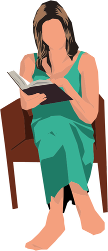 Woman Sitting In Chair And Reading Clipart