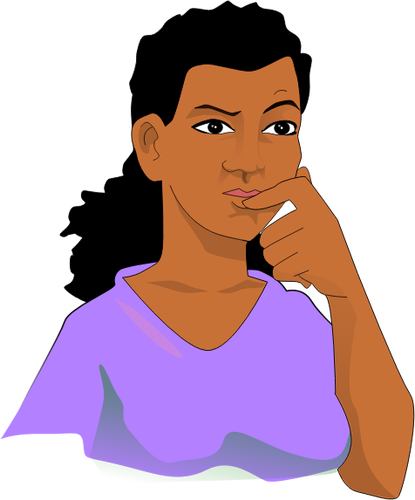Afro Woman Thinking Clipart