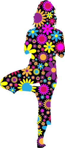Floral Woman In Yoga Pose Clipart