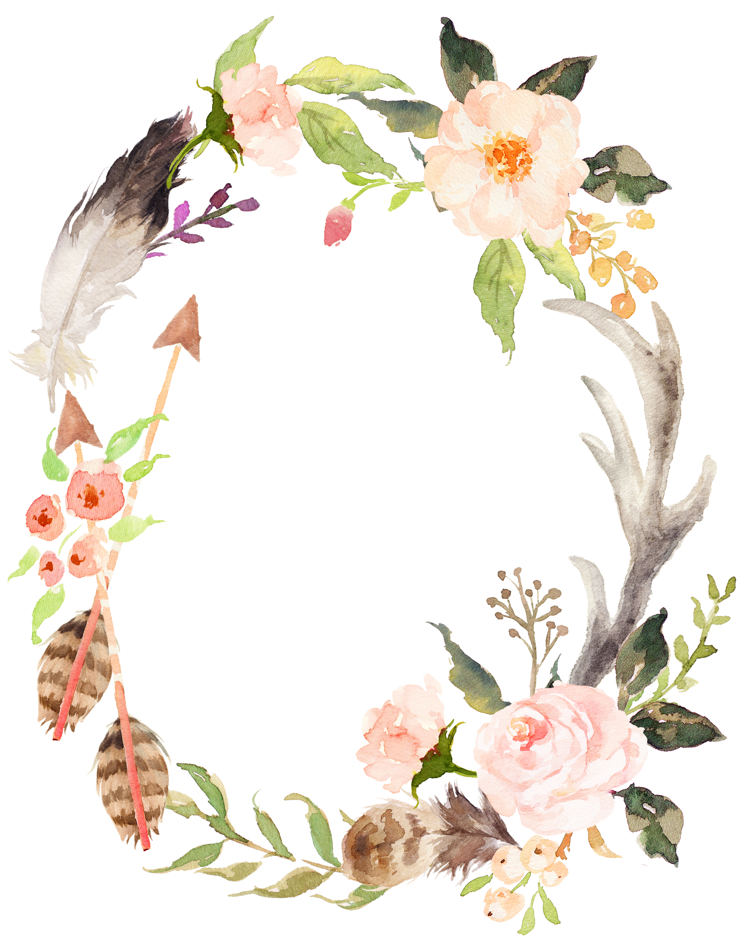 Canvas Poster Wreath Watercolor Print Painting Clipart