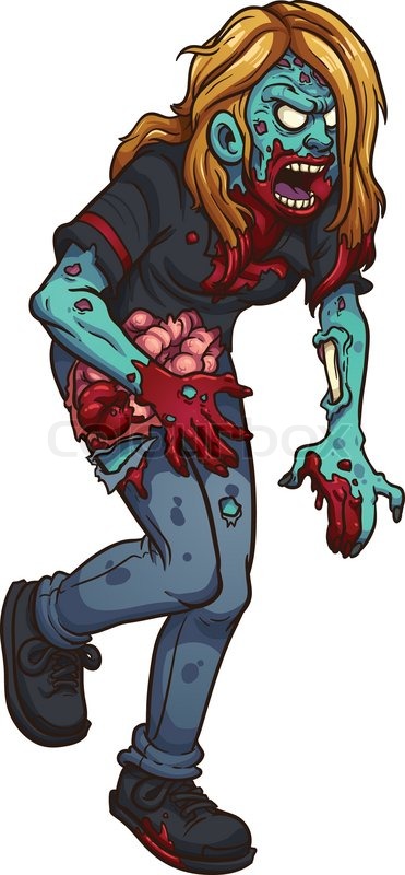 Walking Zombie Woman Vector Illustration With Simple Clipart